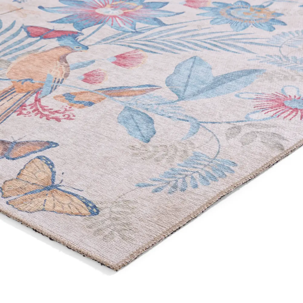 Catherine Lansfield Amaya Tropical Birds Blue Washable Blue Rug - Image 7