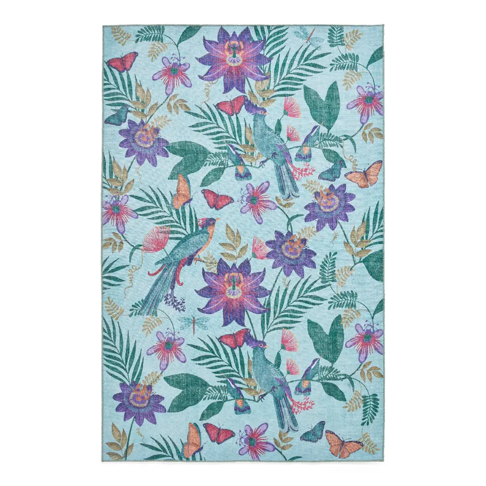 Catherine Lansfield Amaya Tropical Birds Purple Washable Purple Rug - Image 3
