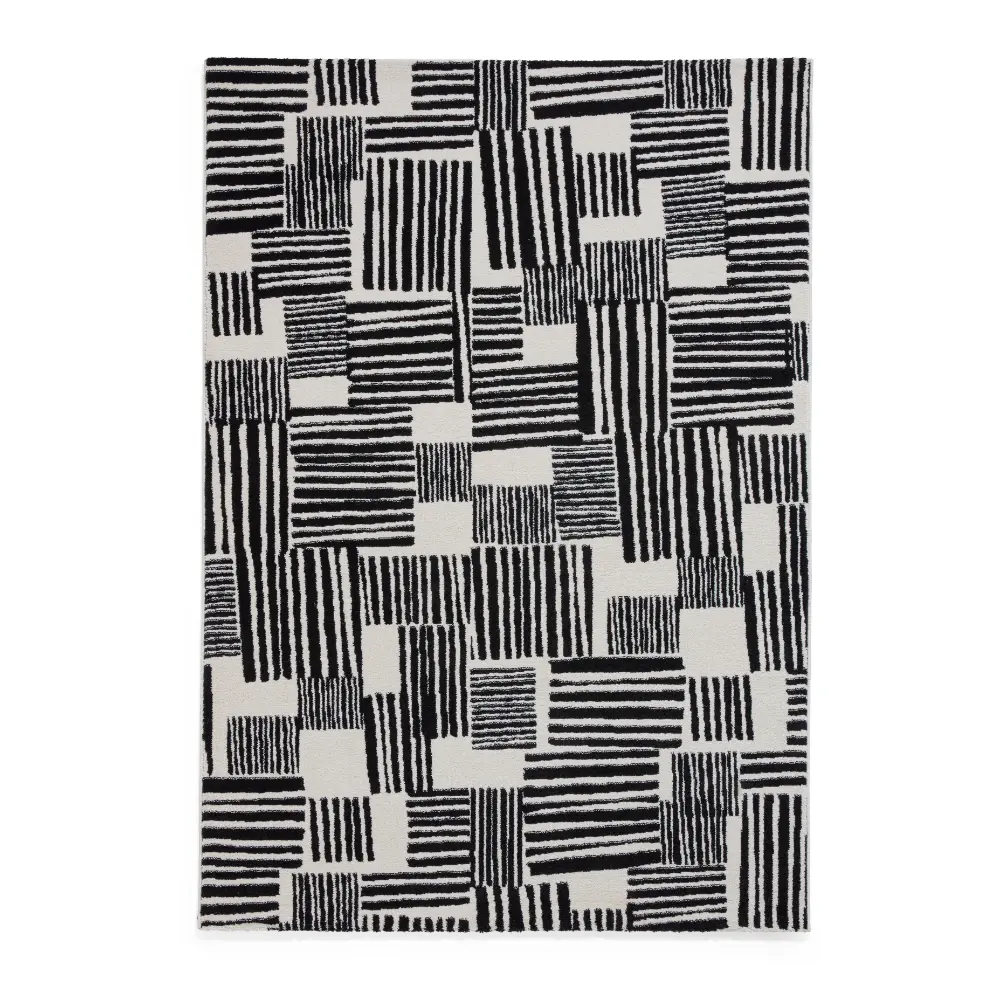 Catherine Lansfield Blocks Modern Abstract Black Rug - Image 7