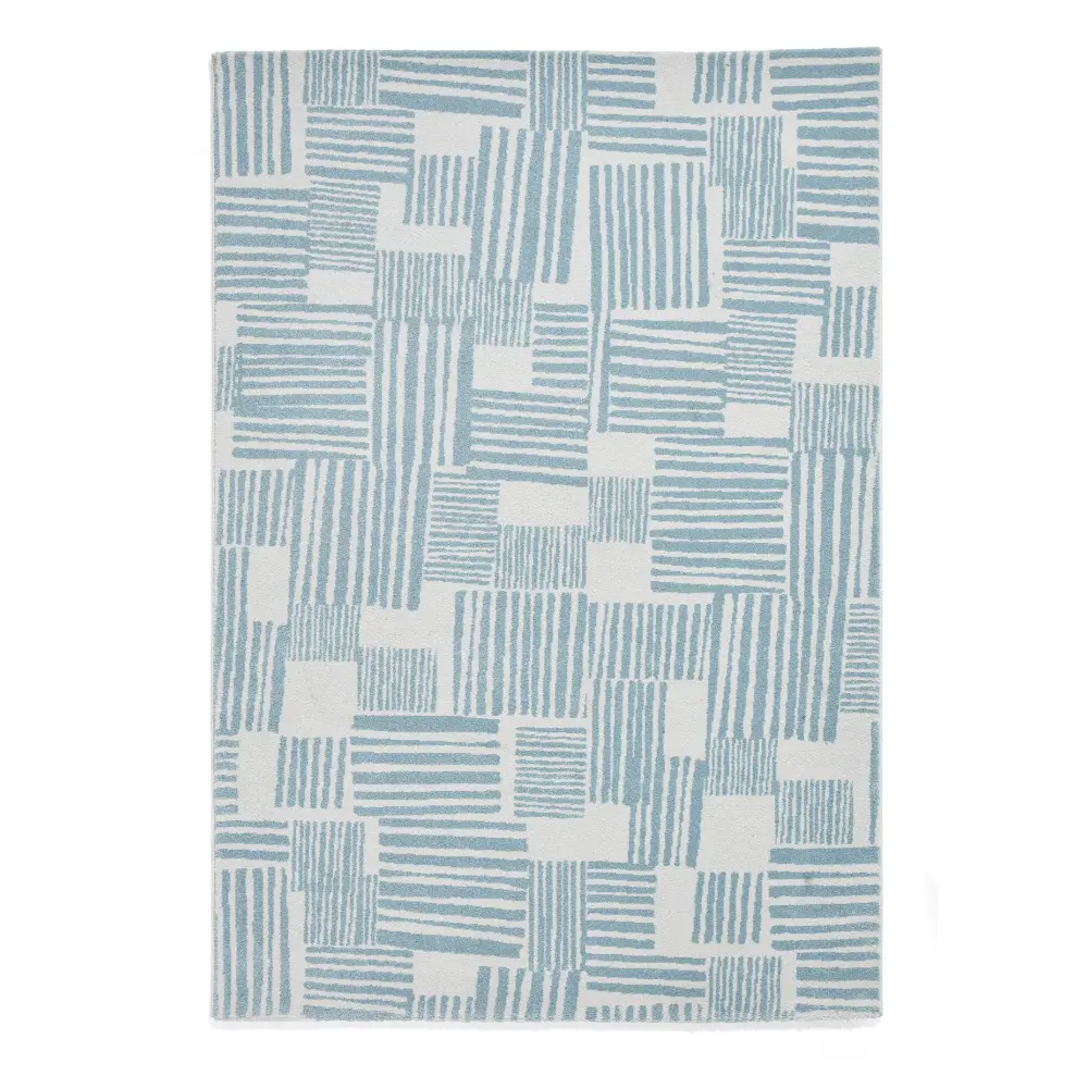 Catherine Lansfield Blocks Modern Abstract Blue Rug - Image 9