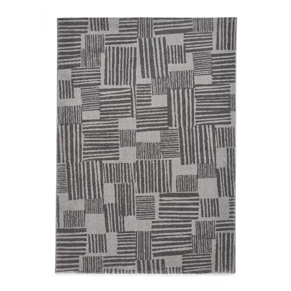 Catherine Lansfield Blocks Modern Abstract Dark Grey Rug - Image 9