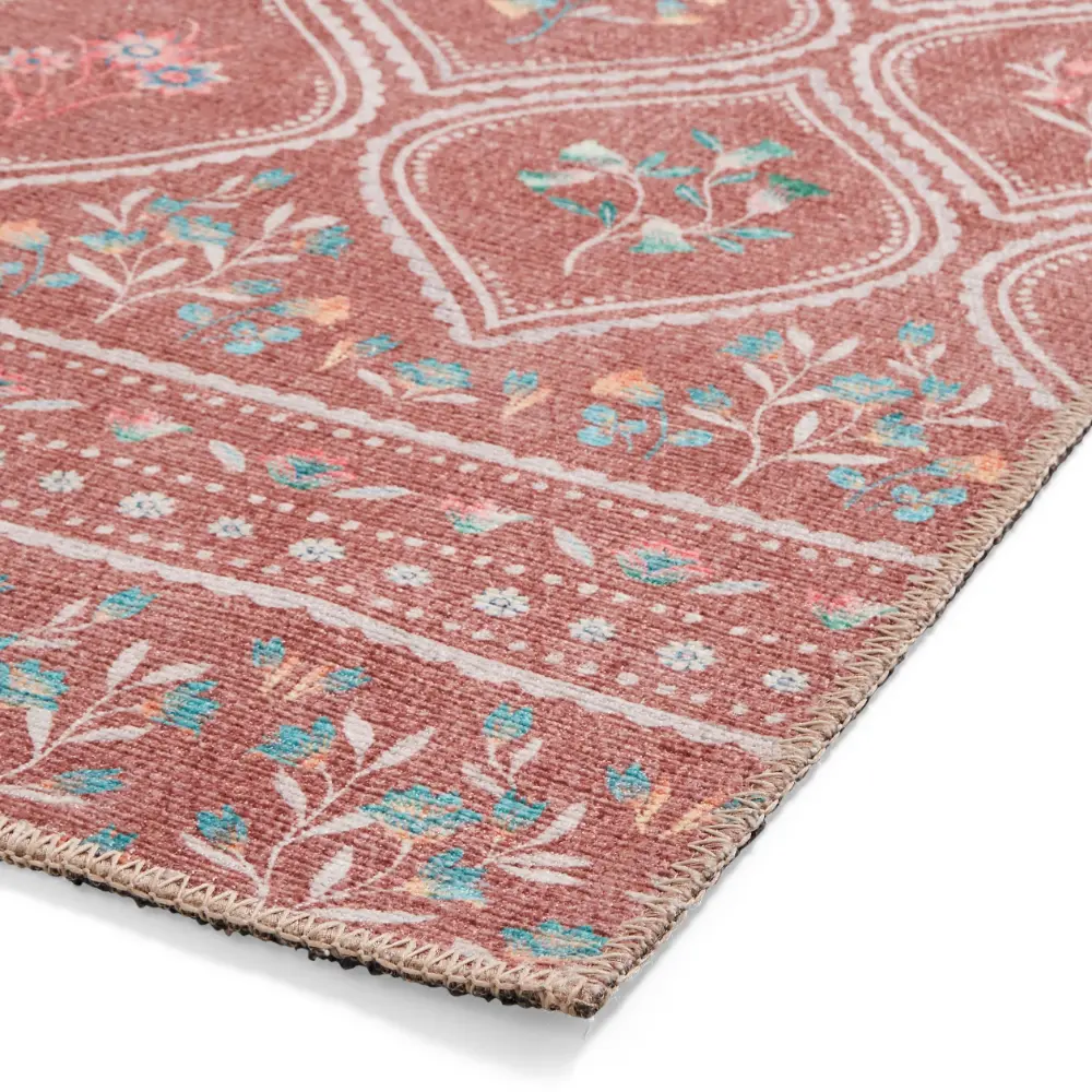 Catherine Lansfield Cameo Floral Terracotta Washable Rug - Image 7