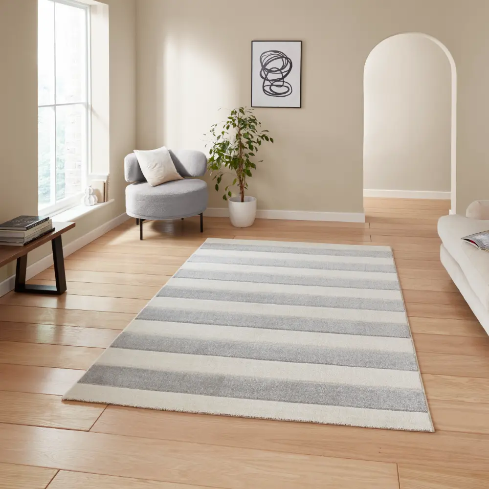 Catherine Lansfield Cove Stripe Modern Linear Grey Rug
