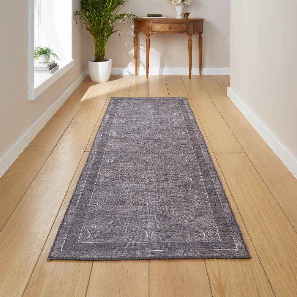Catherine Lansfield Deco Peacock Washable Grey Rug - Image 3