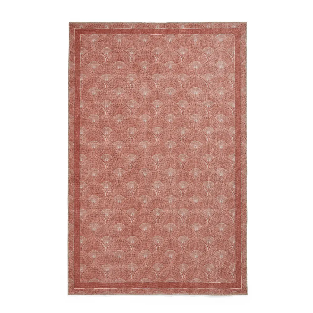 Catherine Lansfield Deco Peacock Washable Terracotta Rug - Image 4