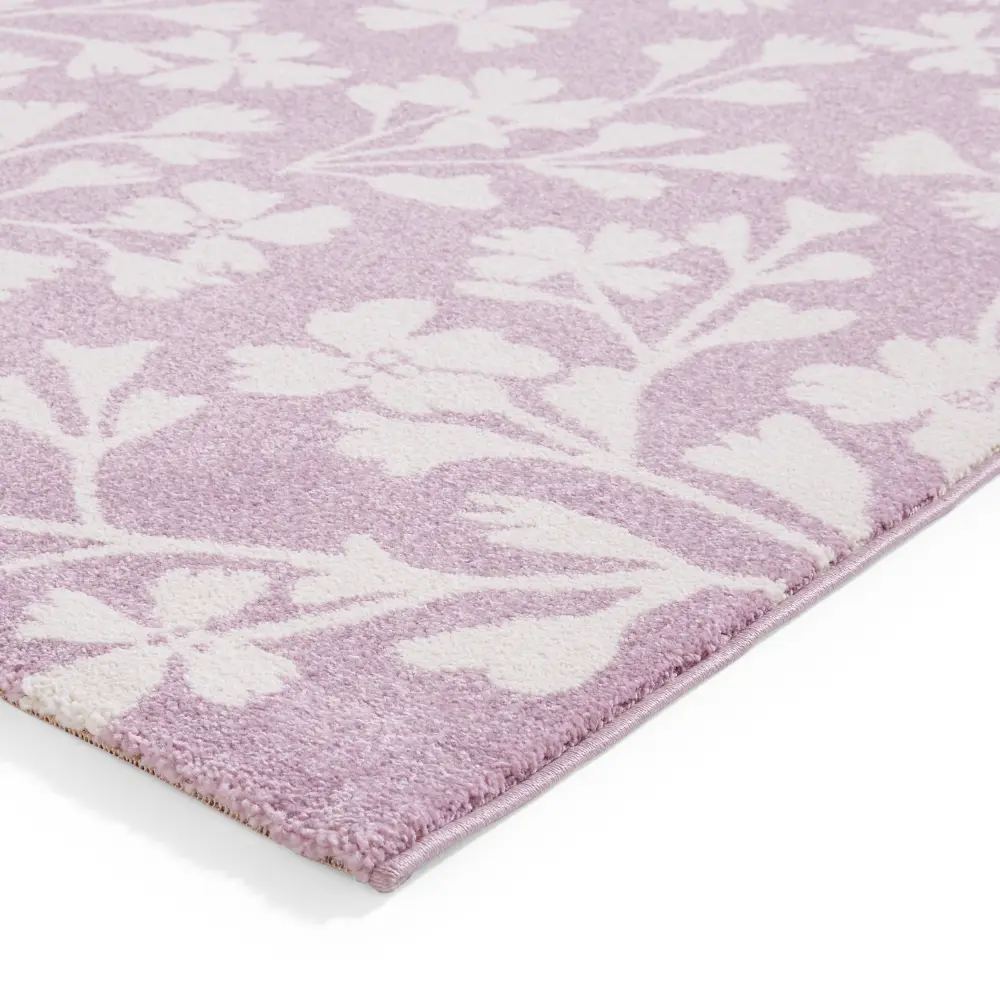 Catherine Lansfield Grace Floral Lilac Rug - Image 6