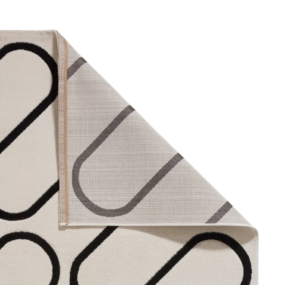 Catherine Lansfield Linear Curve Modern Geometric White Rug - Image 3