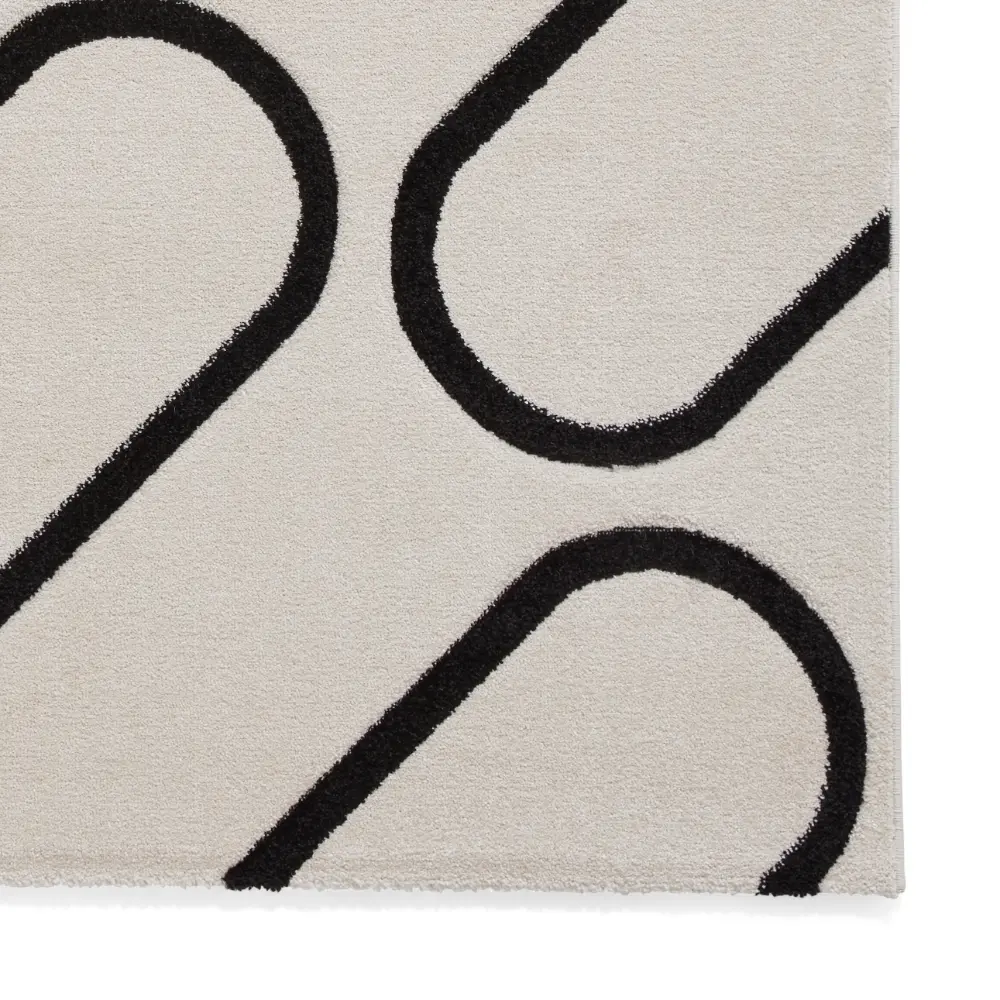 Catherine Lansfield Linear Curve Modern Geometric White Rug - Image 4