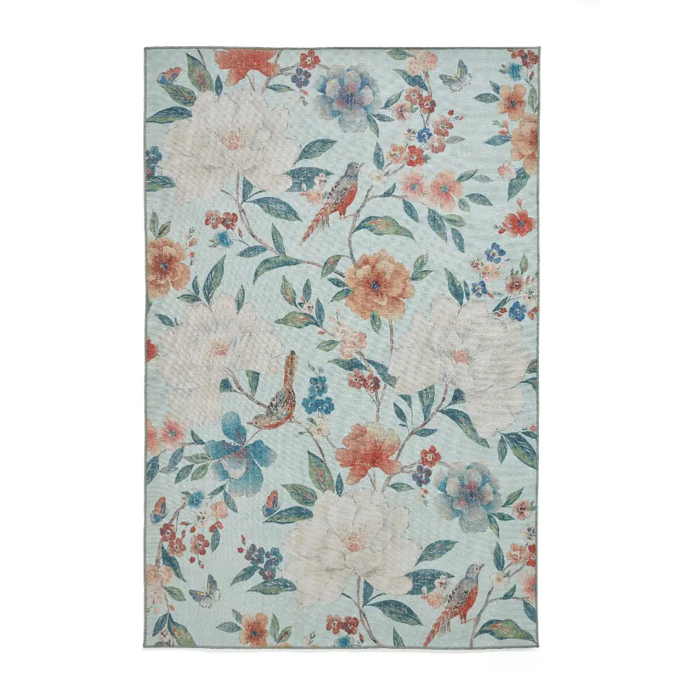 Catherine Lansfield Pipa Floral Blue Rug - Image 8