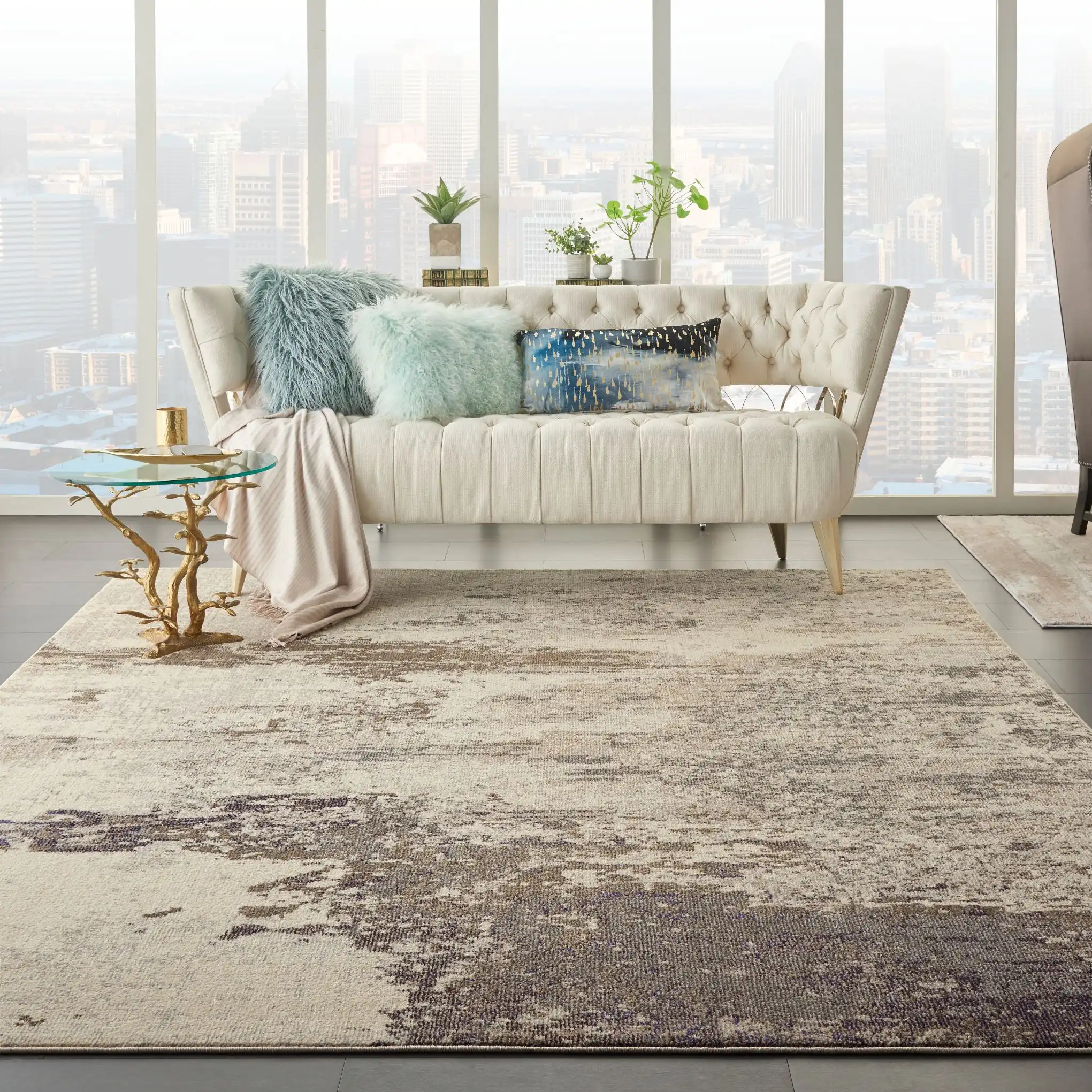 Celestial CES02 Ivory Grey Rug - Image 3