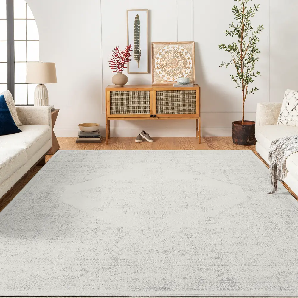 Ceren Vintage Oriental Boho Cream Rug - Image 10