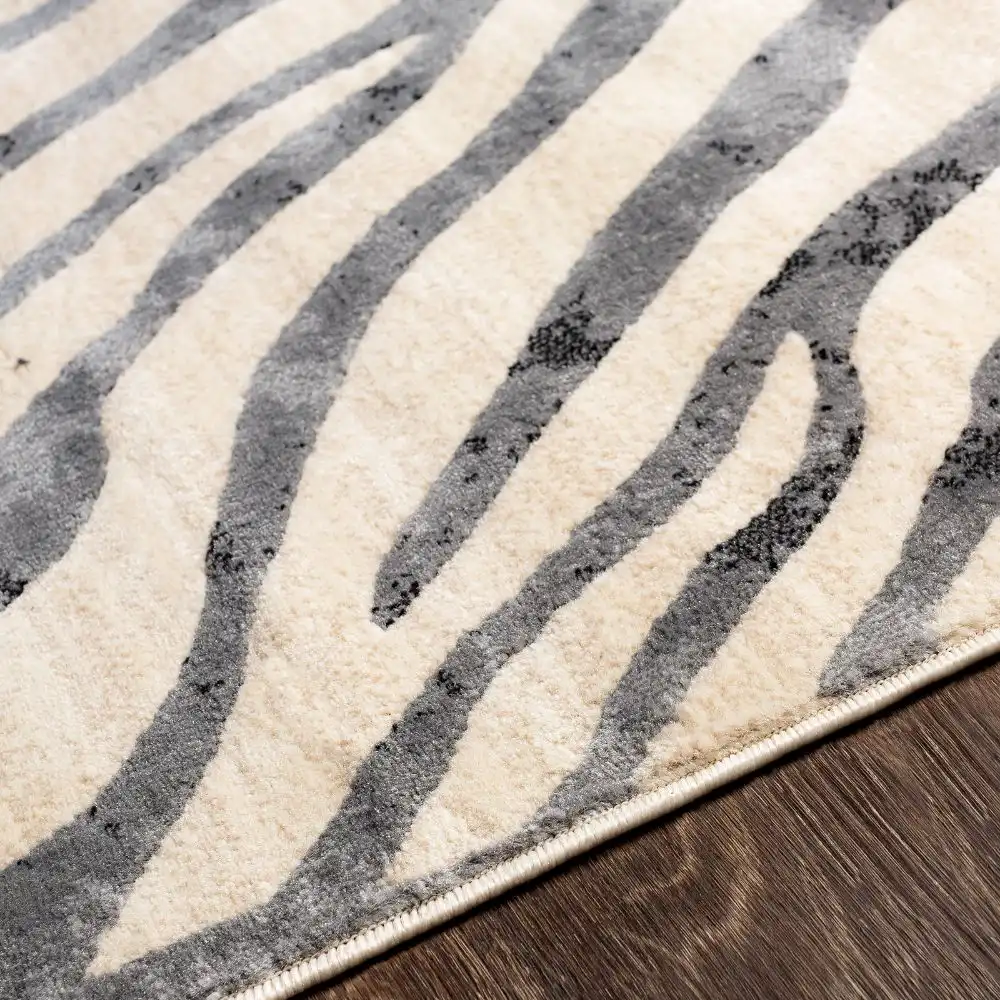 Cybele Scandi Boho Zebra Charcoal Rug - Image 3