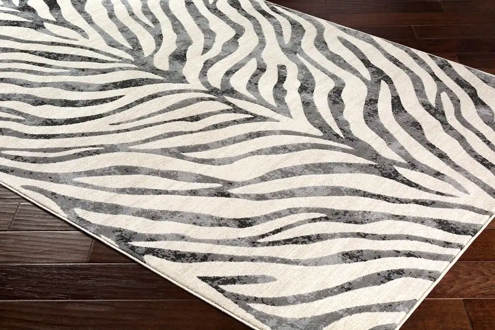 Cybele Scandi Boho Zebra Charcoal Rug - Image 7