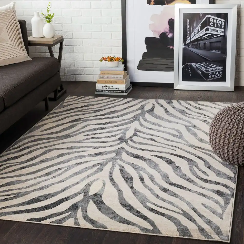 Cybele Scandi Boho Zebra Light Grey Rug