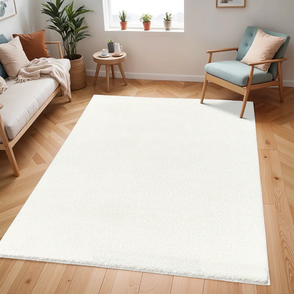 Claire Shaggy Solid Color Plush Pile Off-White Rug