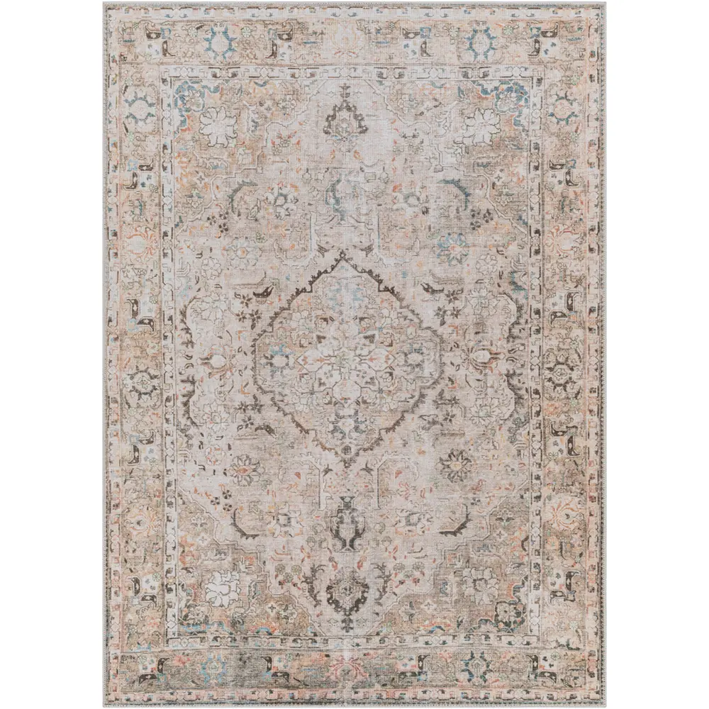 Clara Machine Washable Traditionnal Boho Taupe Rug - Image 3