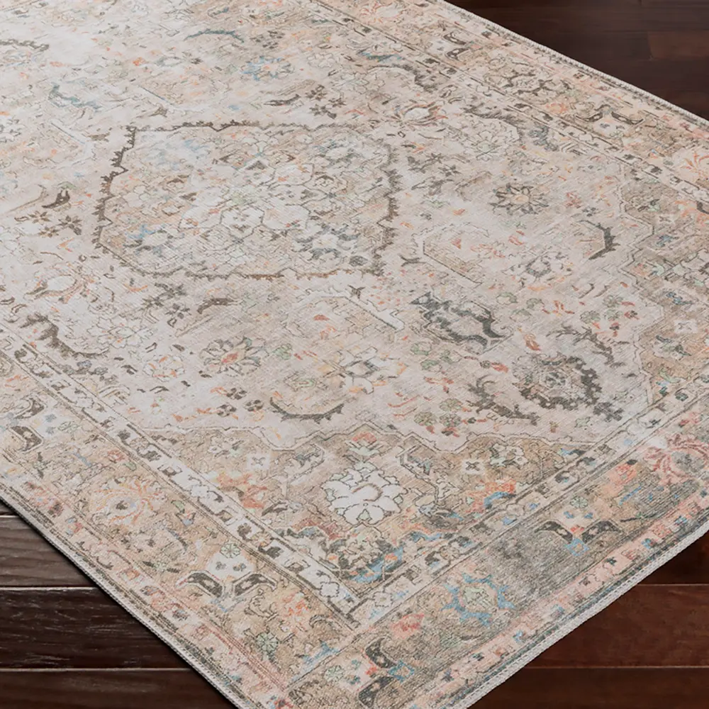 Clara Machine Washable Traditionnal Boho Taupe Rug - Image 4