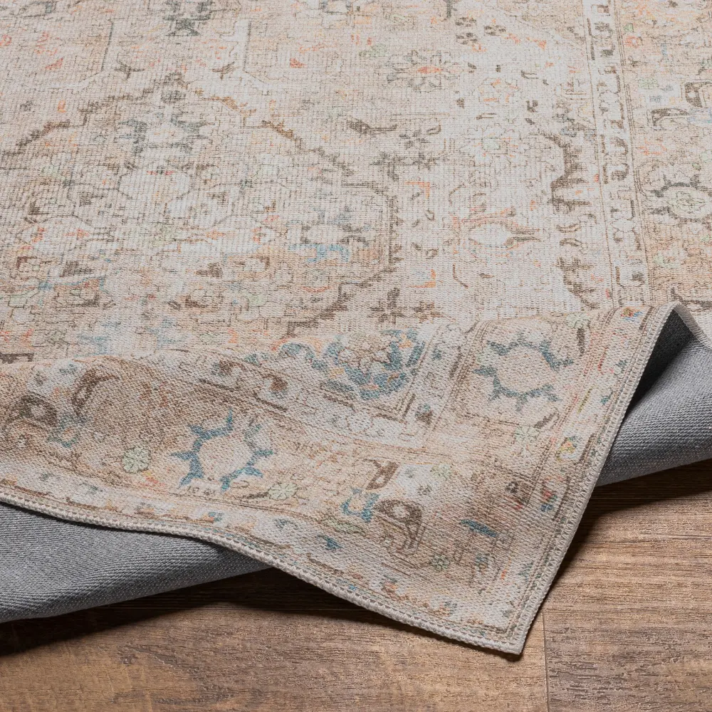 Clara Machine Washable Traditionnal Boho Taupe Rug - Image 5