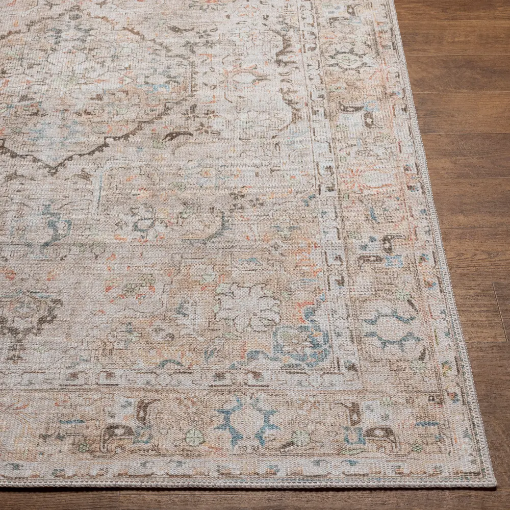 Clara Machine Washable Traditionnal Boho Taupe Rug - Image 6