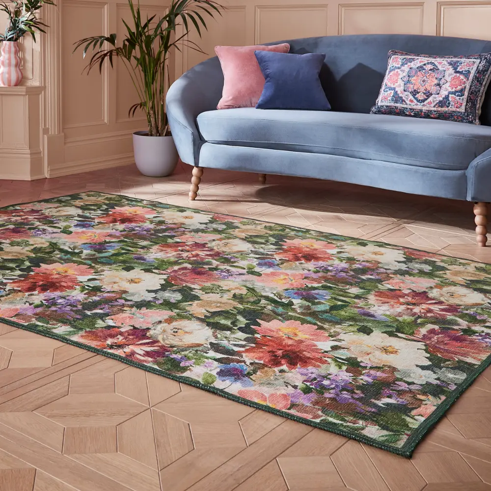 Clarke & Clarke Tahiti Forest & Rouge Washable - Image 2