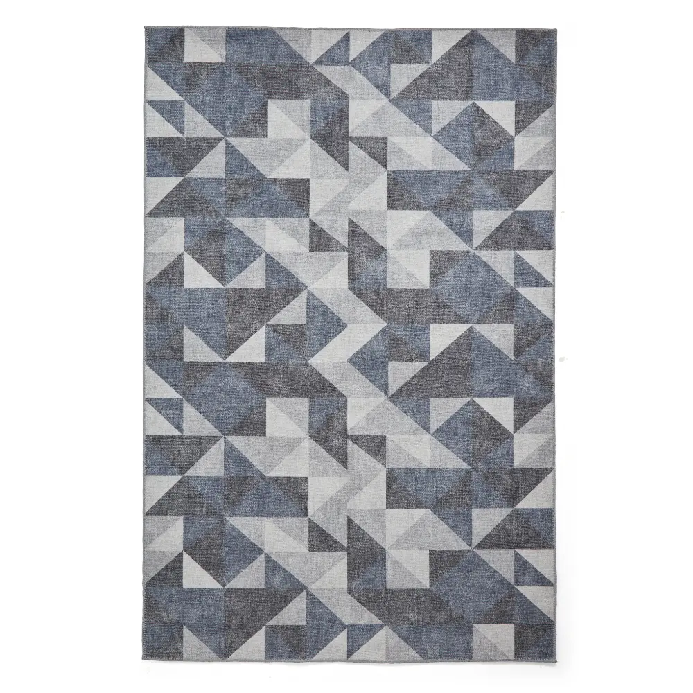 Coral H1057 Blue/Grey Modern Washable Rug - Image 10