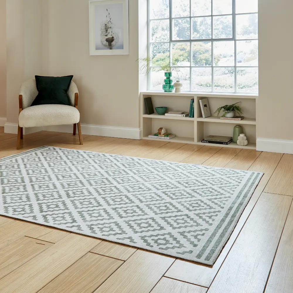 Coral H1058 Green Modern Washable Rug - Image 2