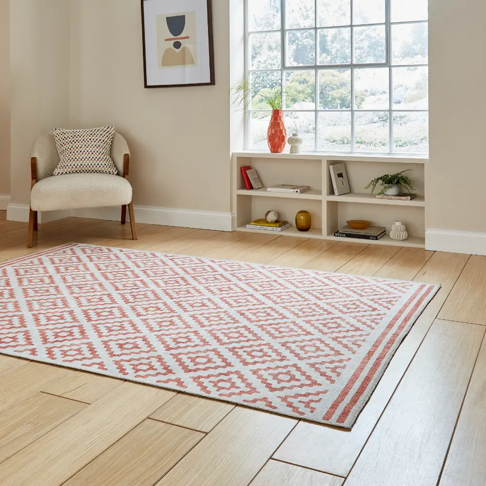 Coral H1058 Orange Modern Washable Rug - Image 2