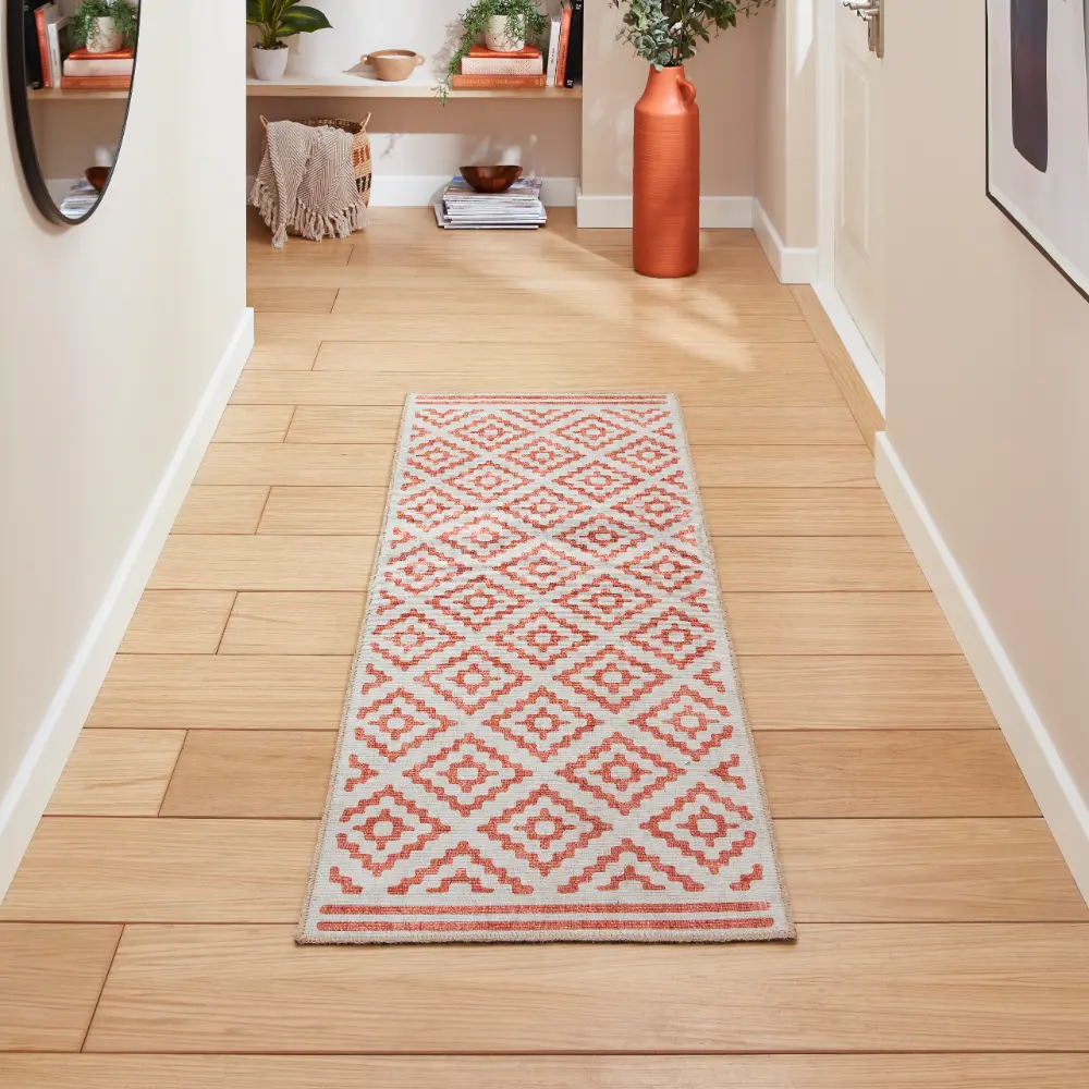 Coral H1058 Orange Modern Washable Rug - Image 3