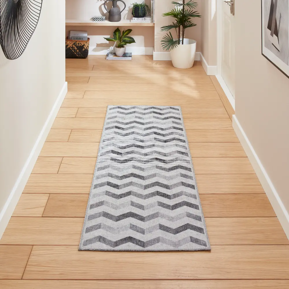 Coral H1059 Grey Modern Washable Rug - Image 3