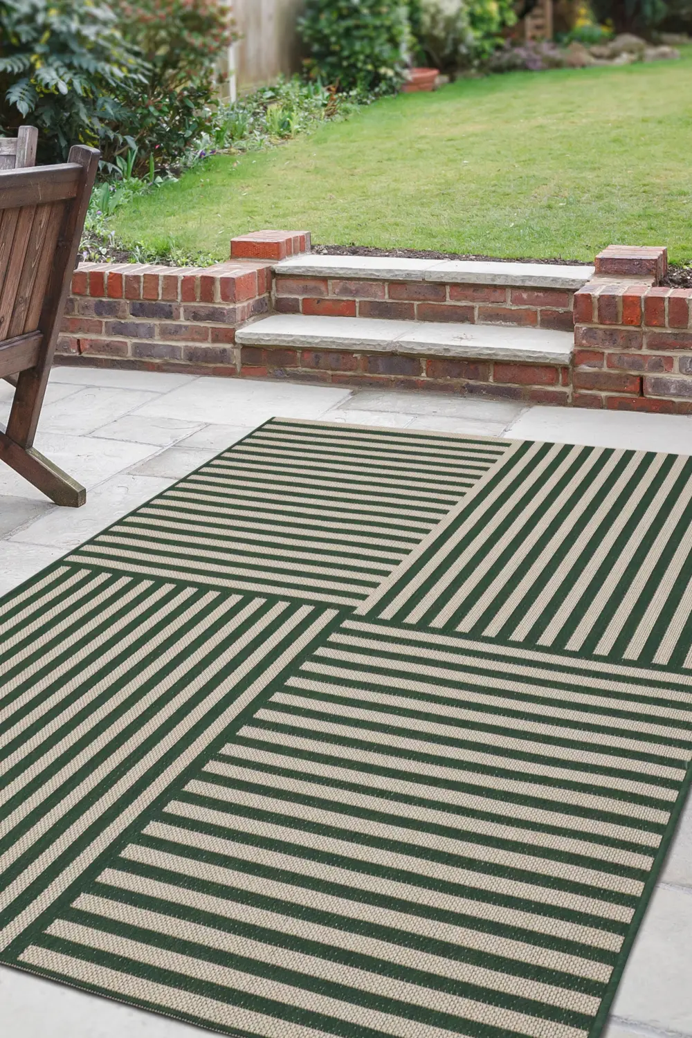 COUNTY MULTI STRIPE GREEN Indoor/Outdoor - Image 2