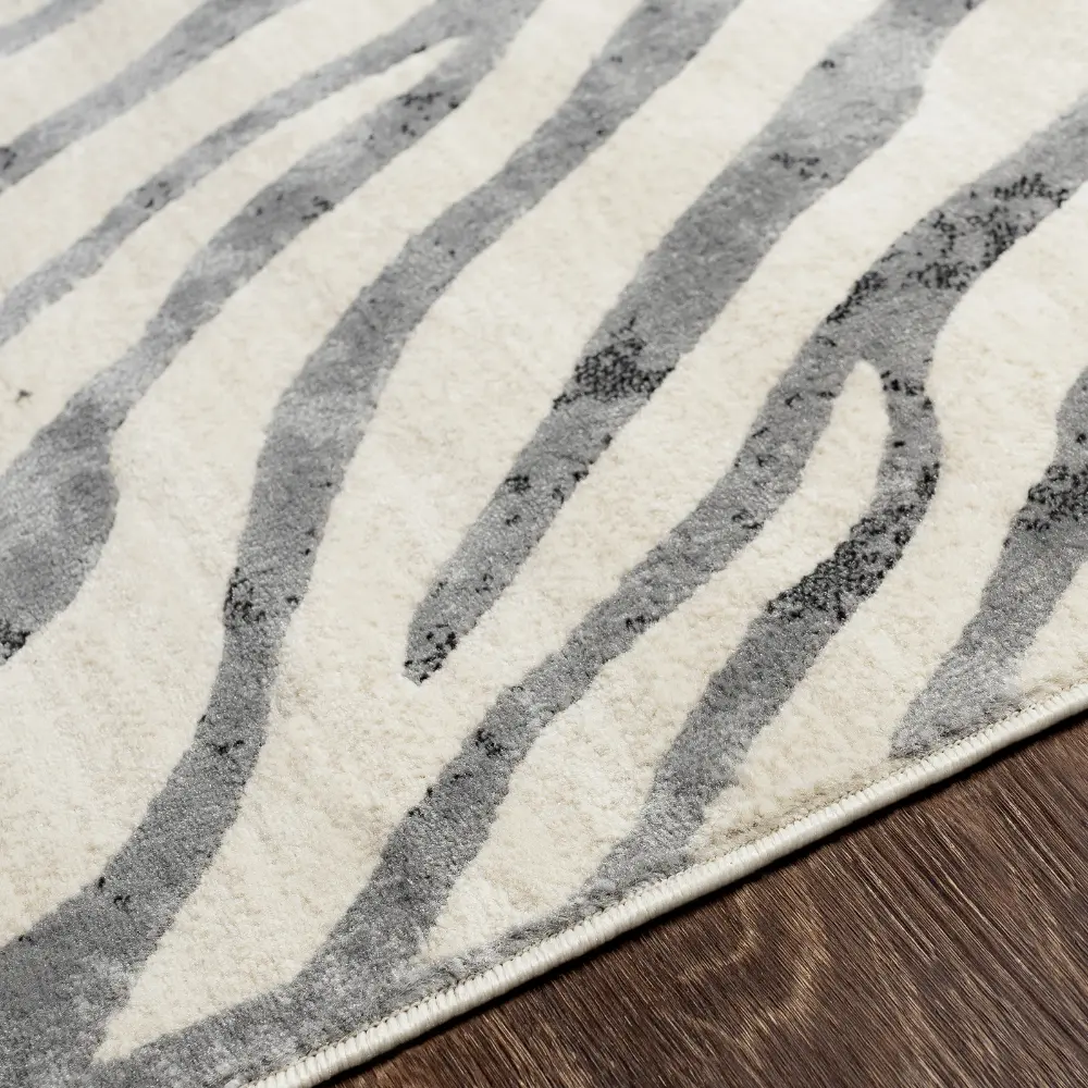 Cybele Scandi Boho Zebra Charcoal Rug - Image 3