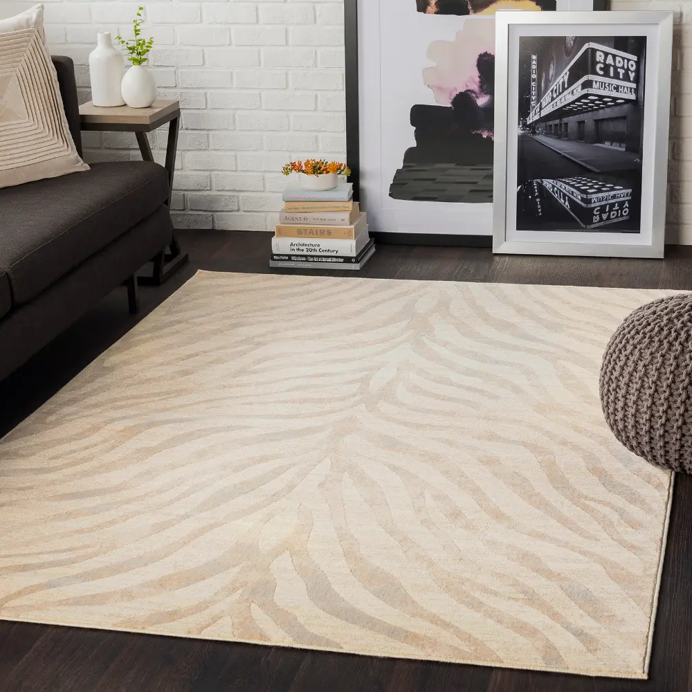 Cybele Scandi Boho Zebra Light Grey Rug - Image 3
