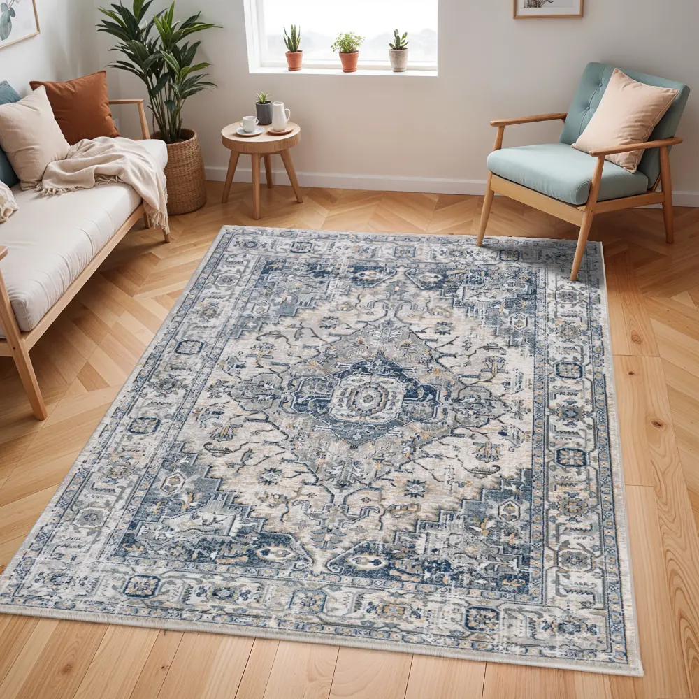 Dalila Vintage Oriental Boho Dark Blue Rug