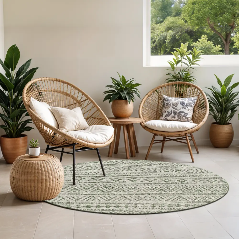 Diksha In- & Outdoor Global Moss Green Rug - Image 3