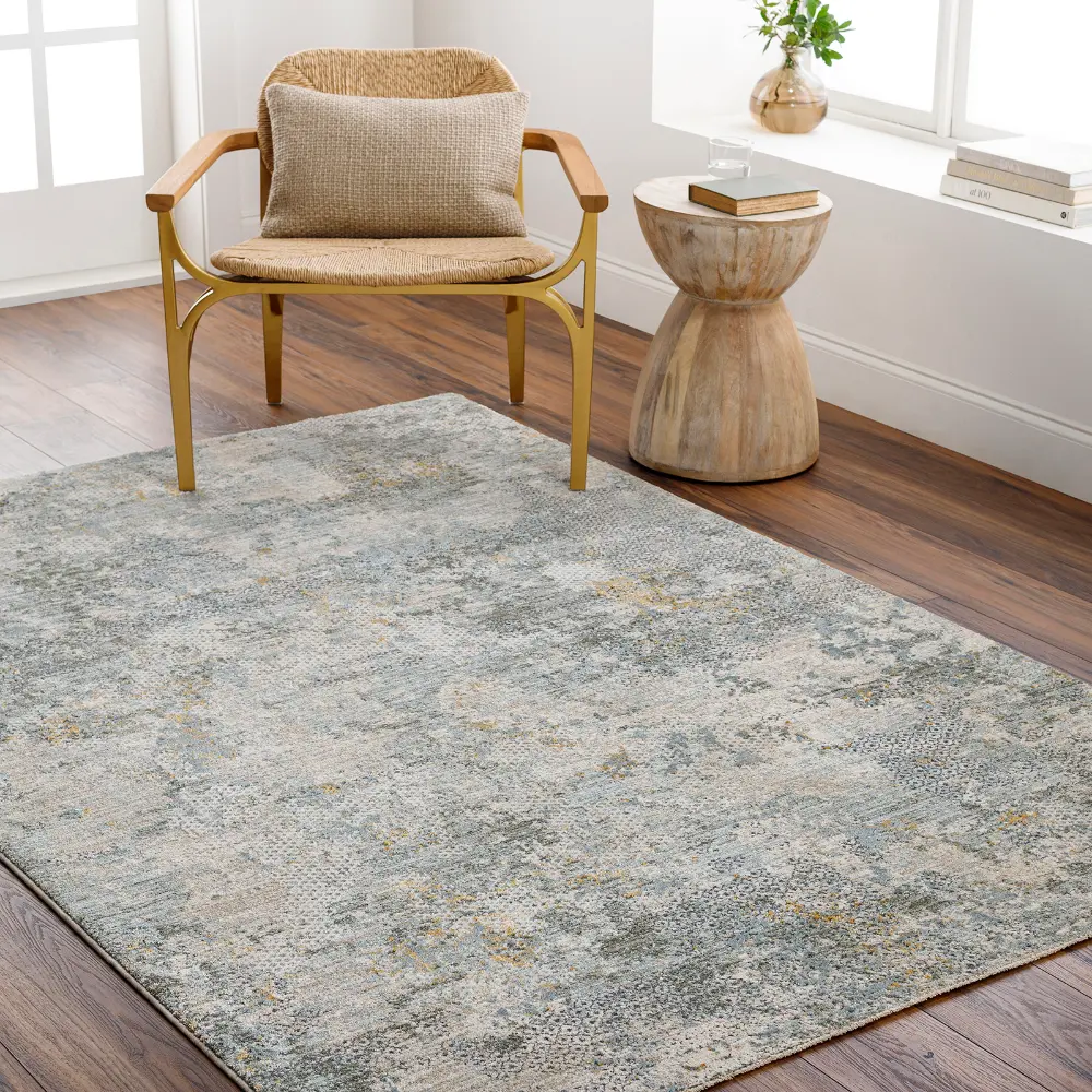 Dresden Vintage Green Grey Blue Yellow Traditional Boho Fringe Living Dining Bedroom Rug DRE2302 - Image 2