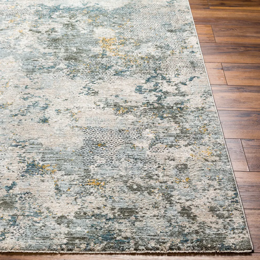 Dresden Vintage Green Grey Blue Yellow Traditional Boho Fringe Living Dining Bedroom Rug DRE2302 - Image 3