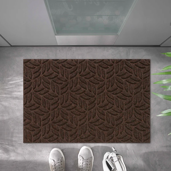 Dune Sculpted Scraper Leaves Brown Rug