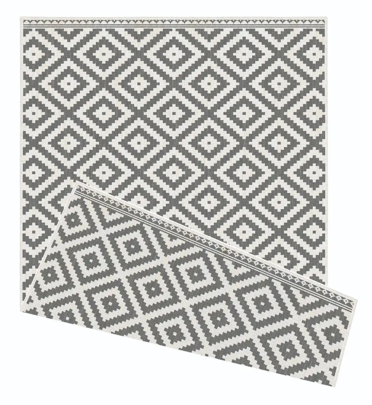 Duo Weave Indoor/Outdoor Modern Geo Grey Rug - Image 2