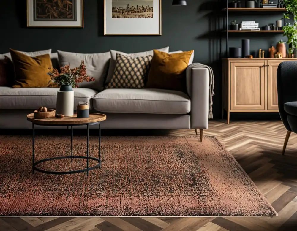 Elodie Terracotta Black Rug