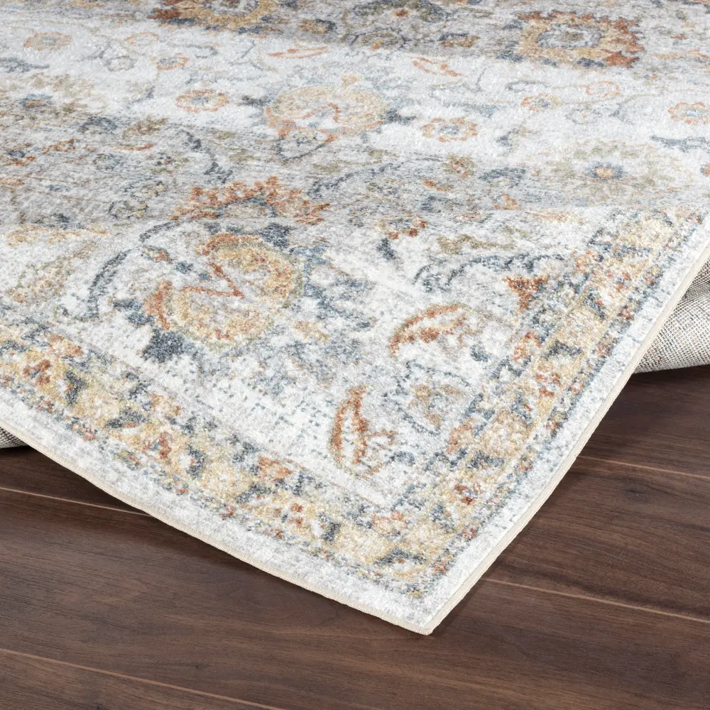 Esther Machine Washable Oriental Boho Grey/Oatmeal Rug - Image 8