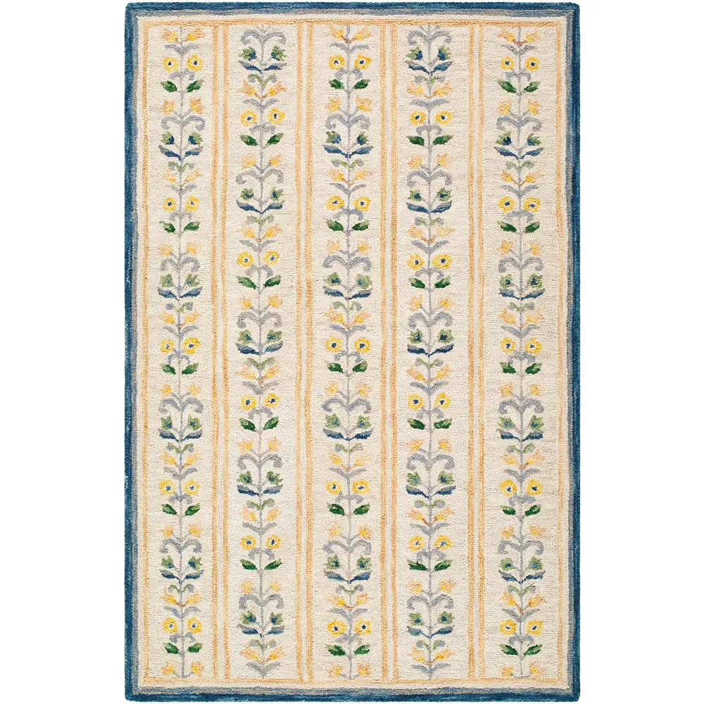 Fairfax Hand Tufted Beige Blue Yellow Wool Global Living Dining Bedroom FFX2305 Rug - Image 3