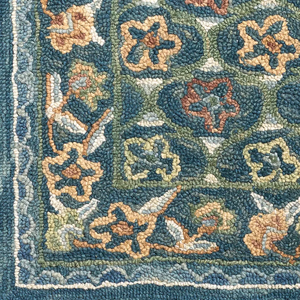 Fairfax Hand Tufted Blue Beige Pink Wool Global Living Dining Bedroom FFX2304 Rug - Image 7