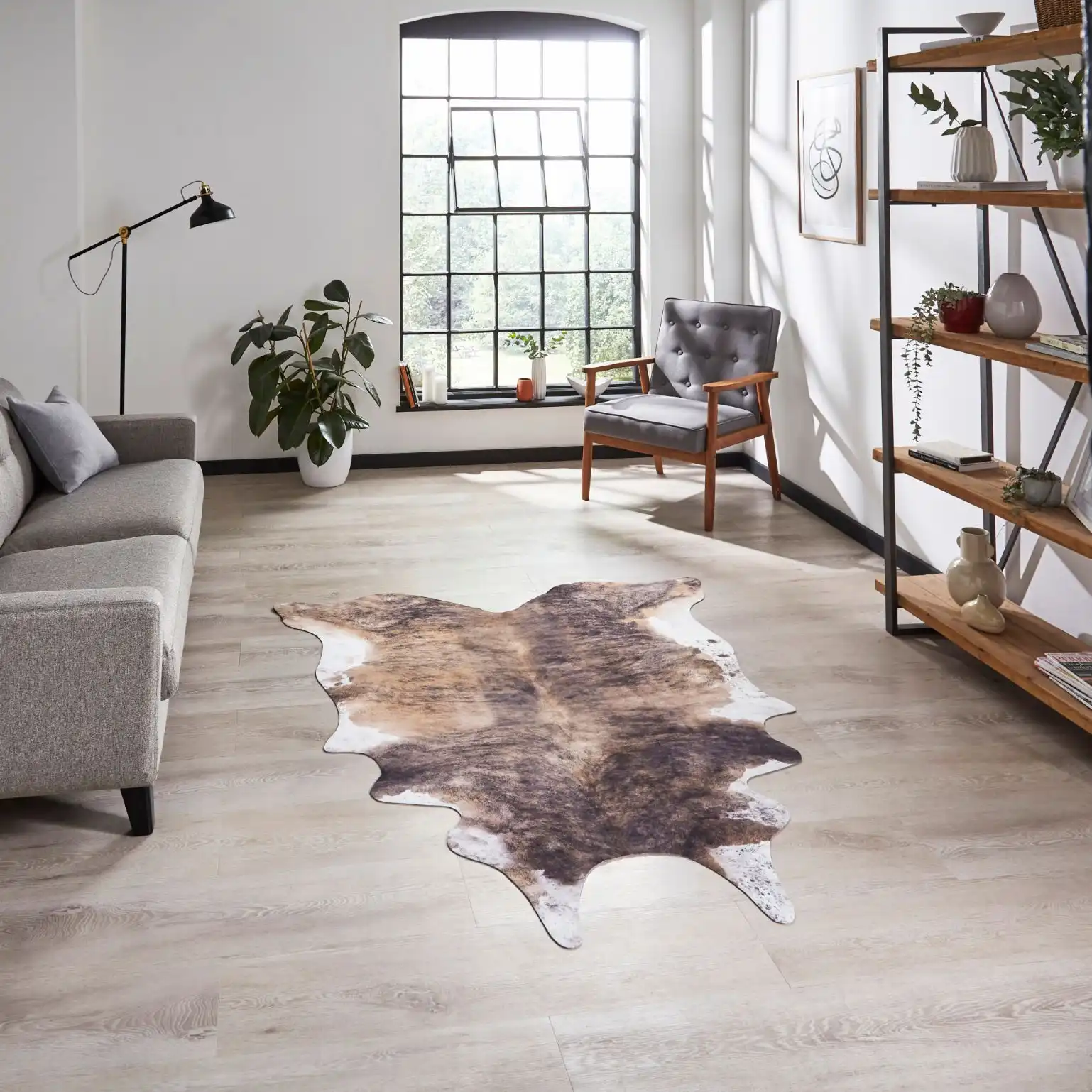 Faux Animal Print Cow Print Brown And White Rug