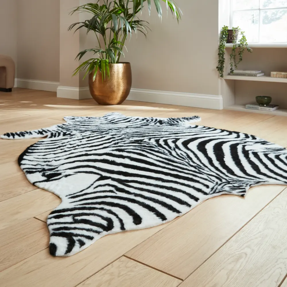 Faux Fur Zebra Black/White - Image 2