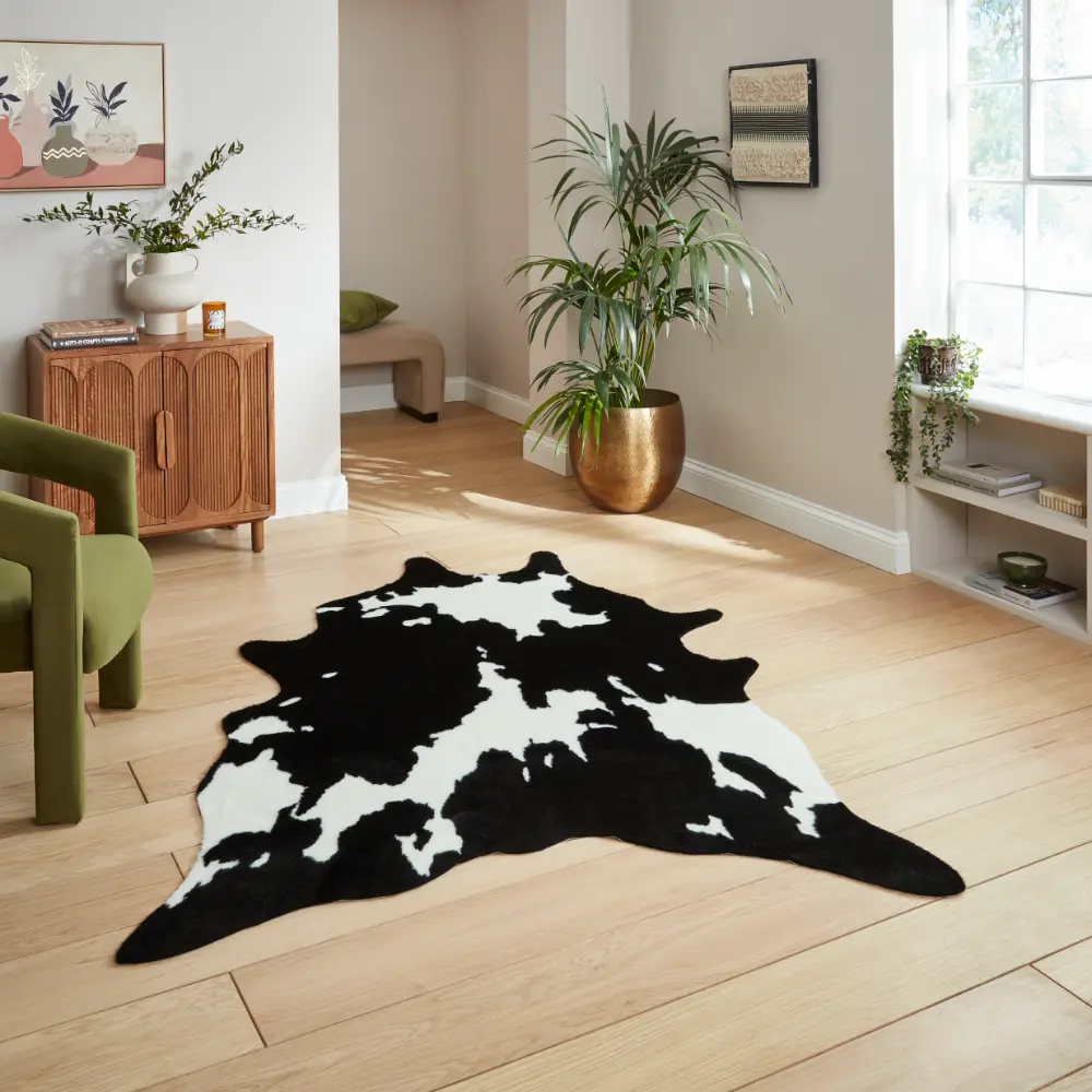 Faux Print Cow Black/White