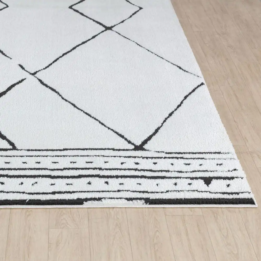 Hannah Berber Modern High Pile Ivory Black Rug - Image 6