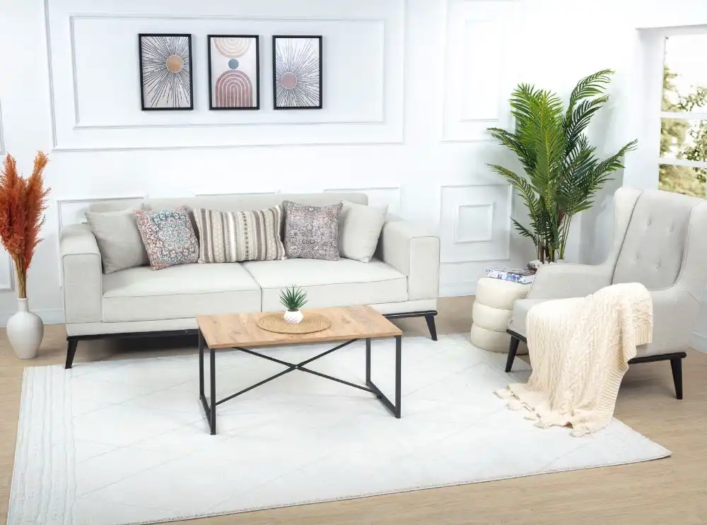 Hannah Berber Modern High Pile Ivory/Off-White Rug