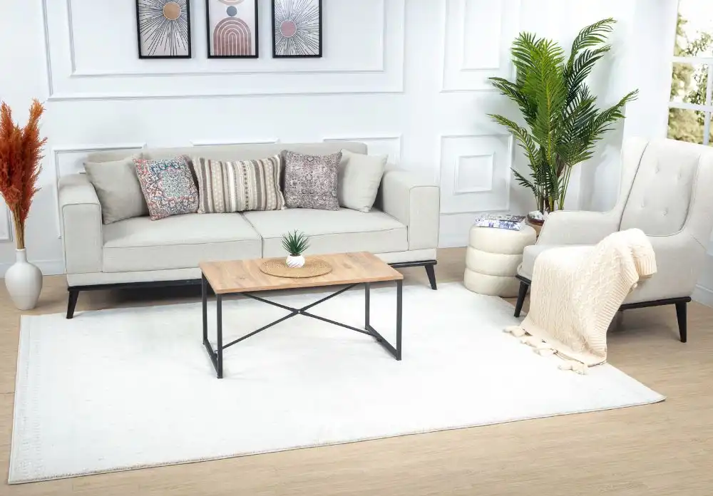 Hikari Scandi Modern High Pile Ivory/Off-White Polka Dot Rug