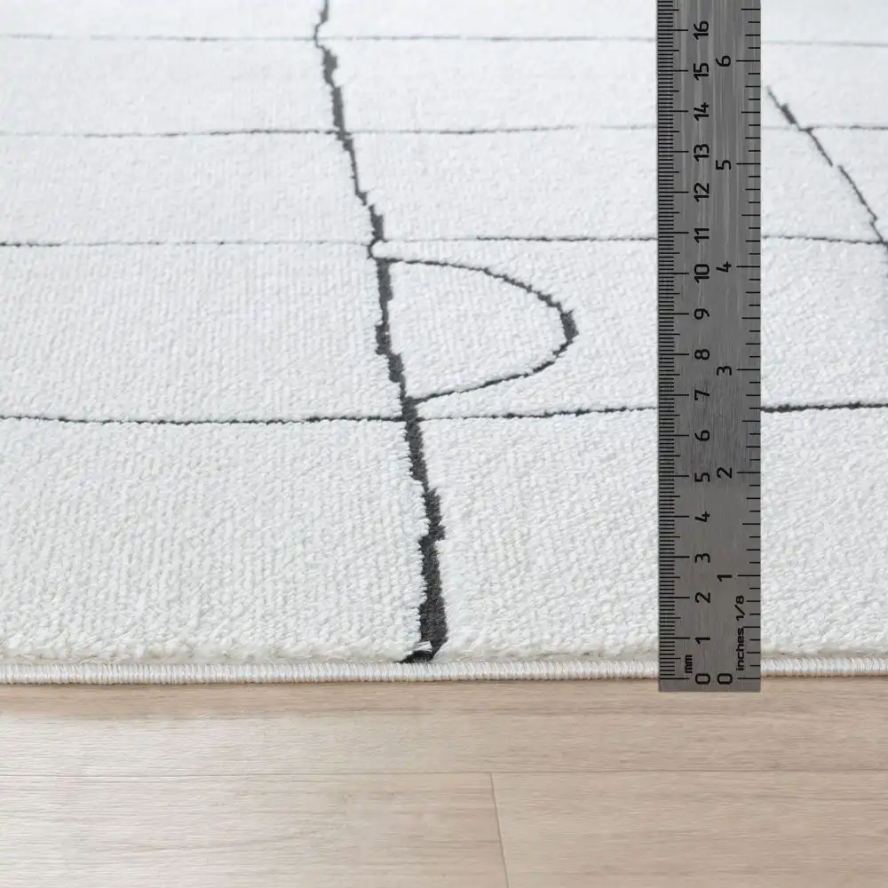 Hope Scandi Modern High Pile Ivory/Black Rug - Image 3