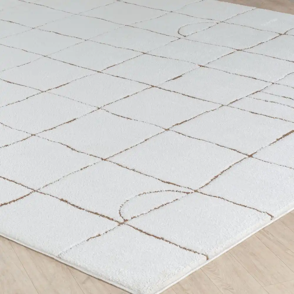 Hope Scandi Modern High Pile Ivory/Brown Rug - Image 7